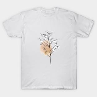 One Line Leaves Botanical Abstract T-Shirt